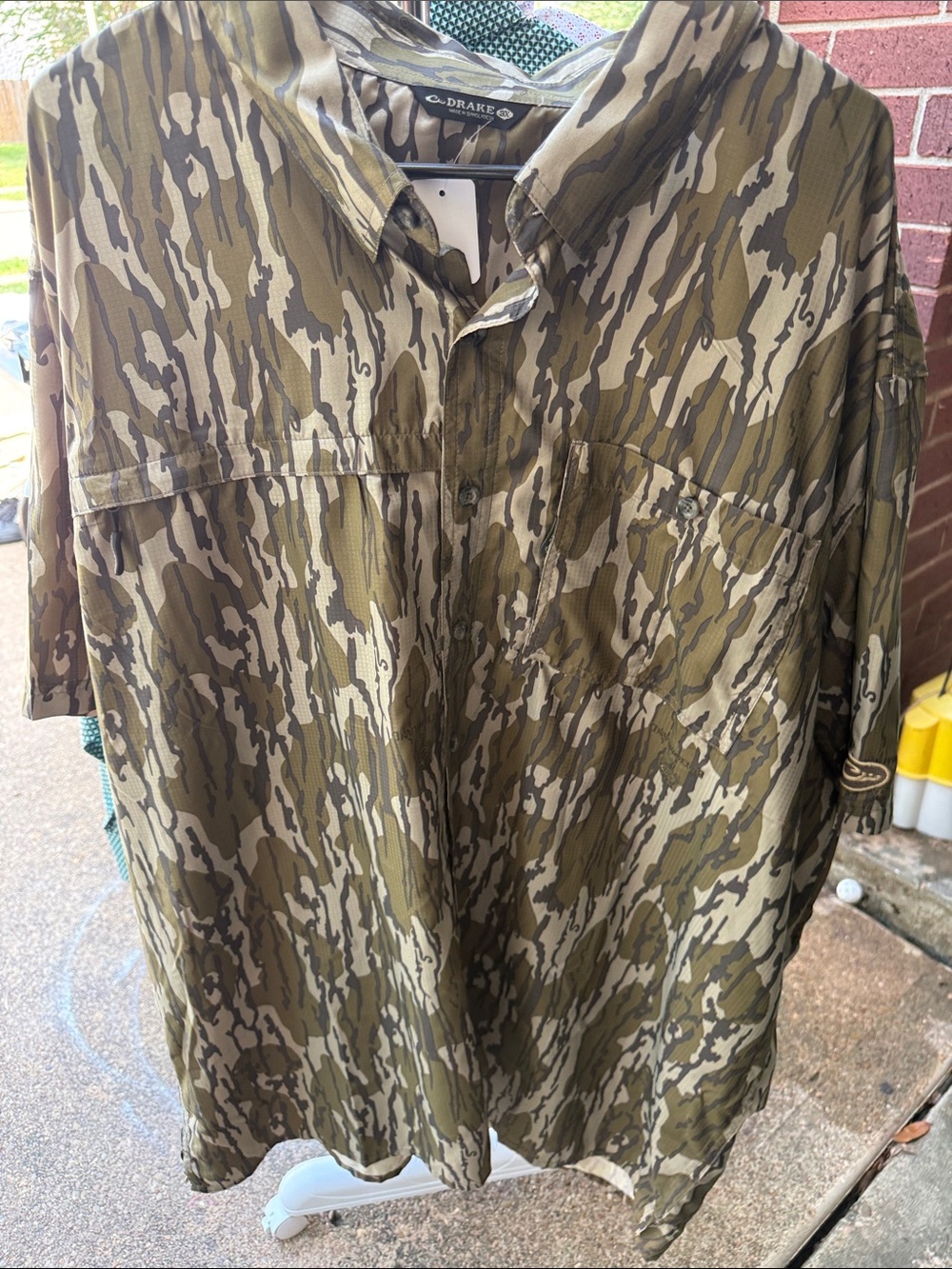 Drake Men's Military Field Camo Button-Up Jacket in Olive and Khaki